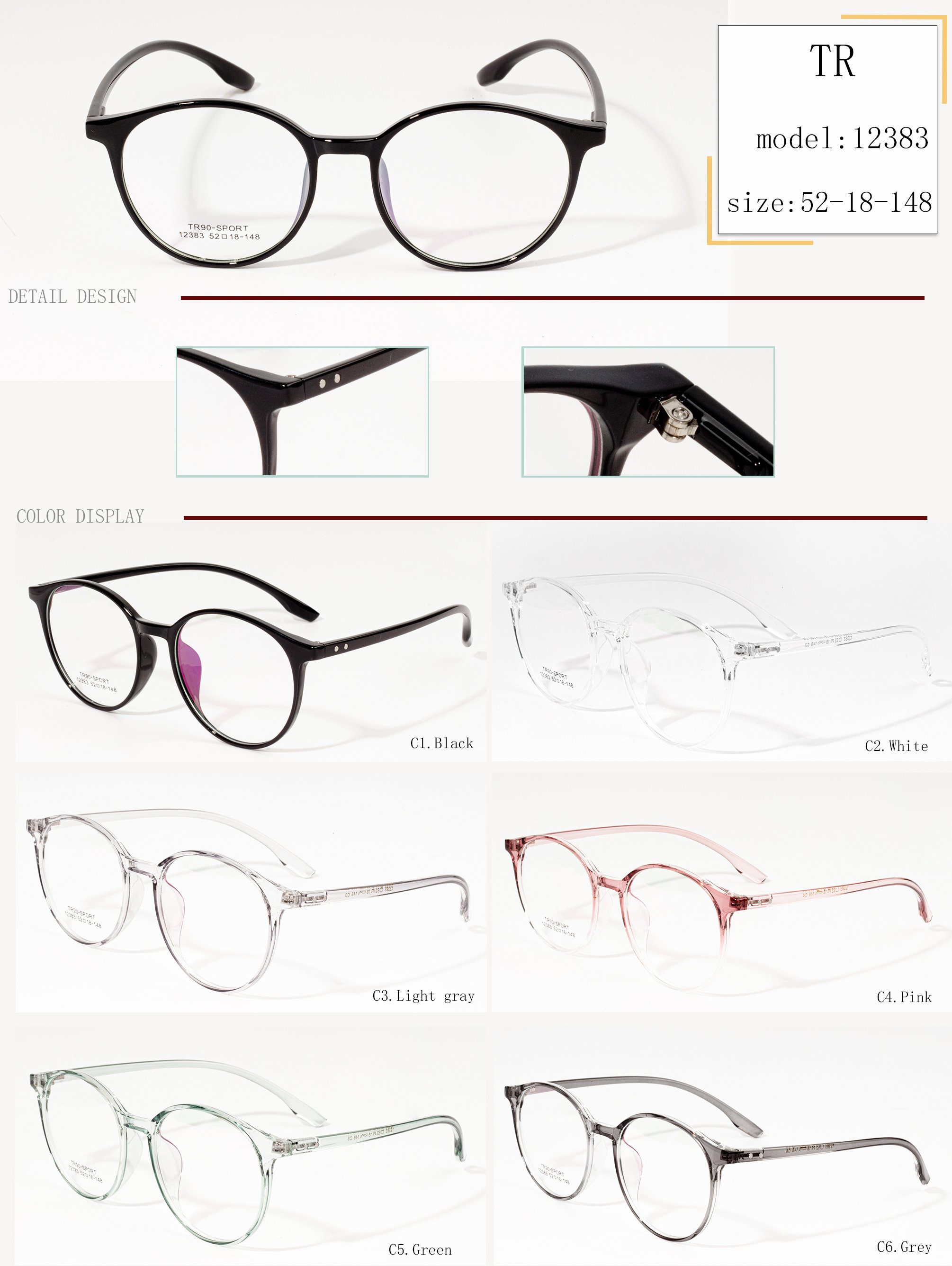 priehľadné rámy okuliarov