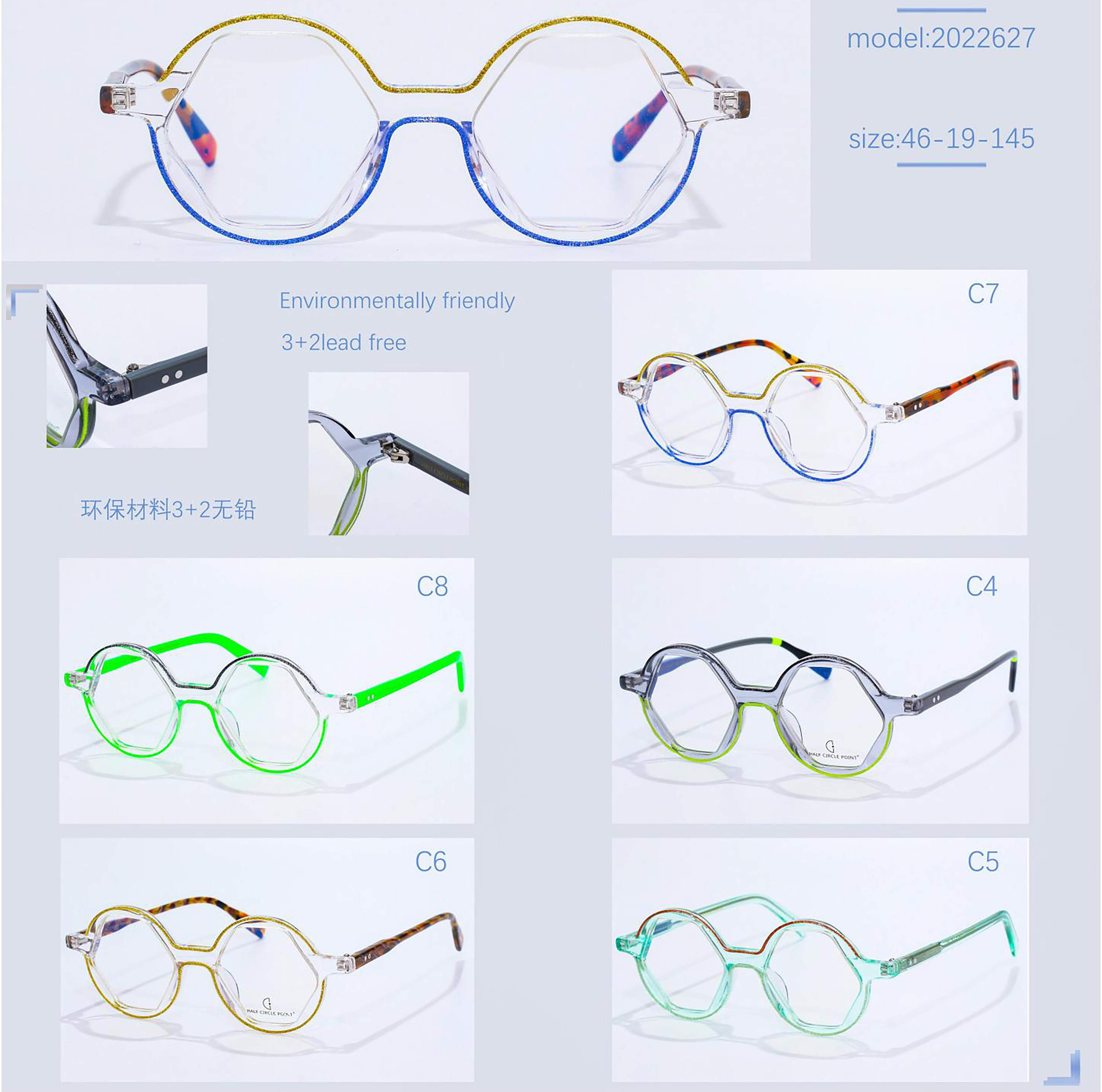 एसीटेट Mazzucchelli ब्लू लाइट चश्मा चश्मा फ्रेम (12)
