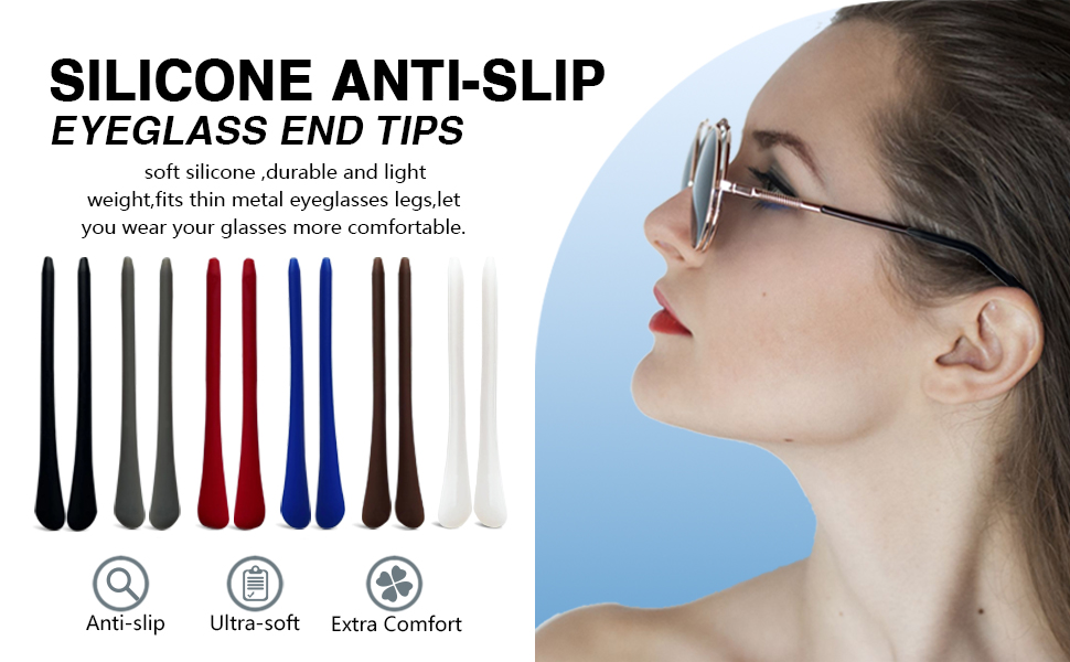 silicone anti-slip eyeglass end tips
