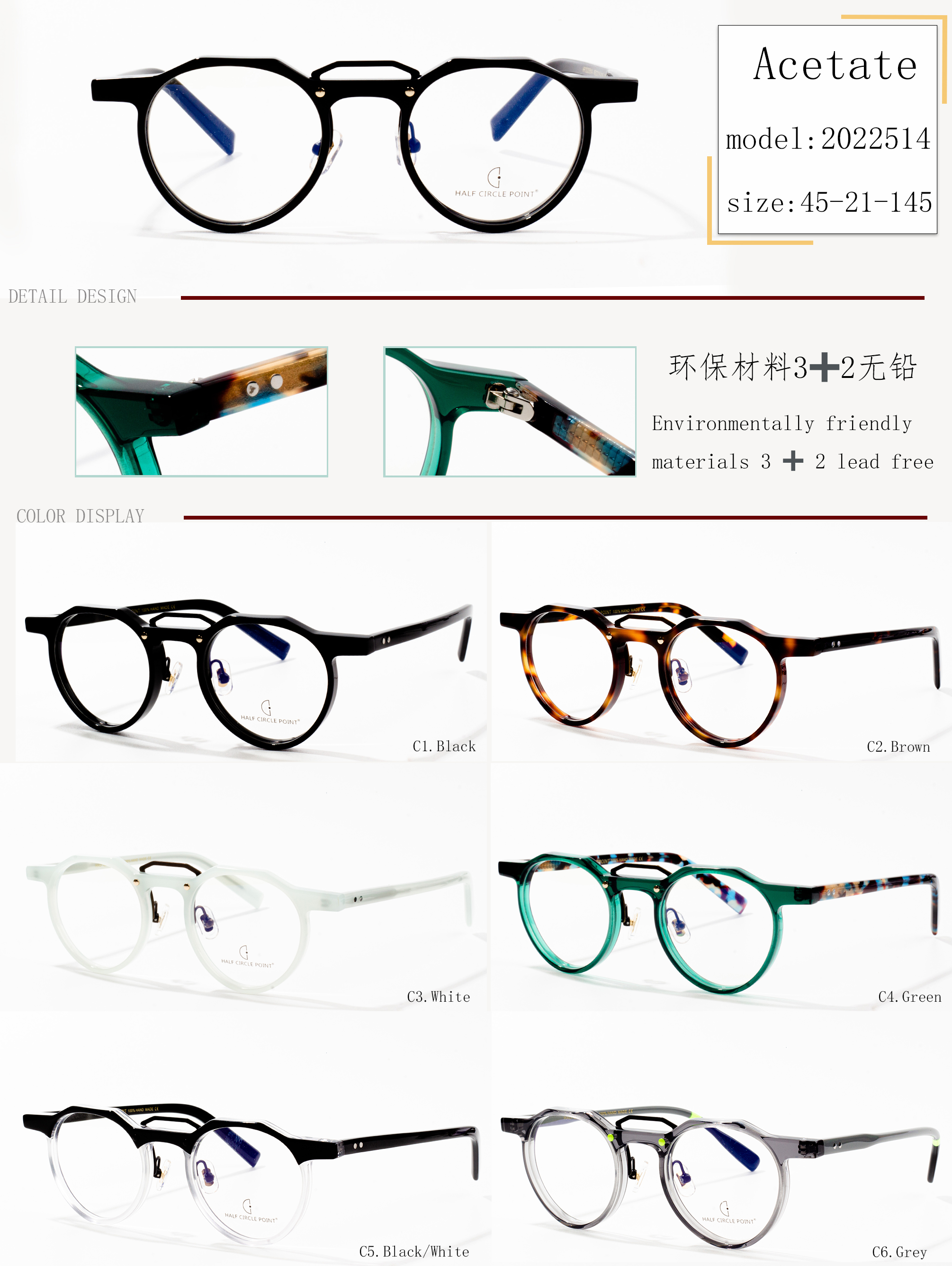 armações de óculos de acetato