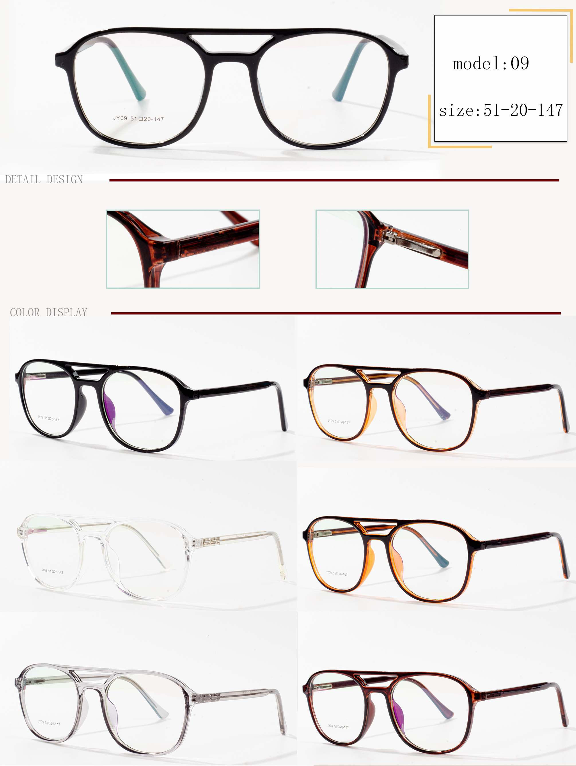 marcos de anteojos de varios colores