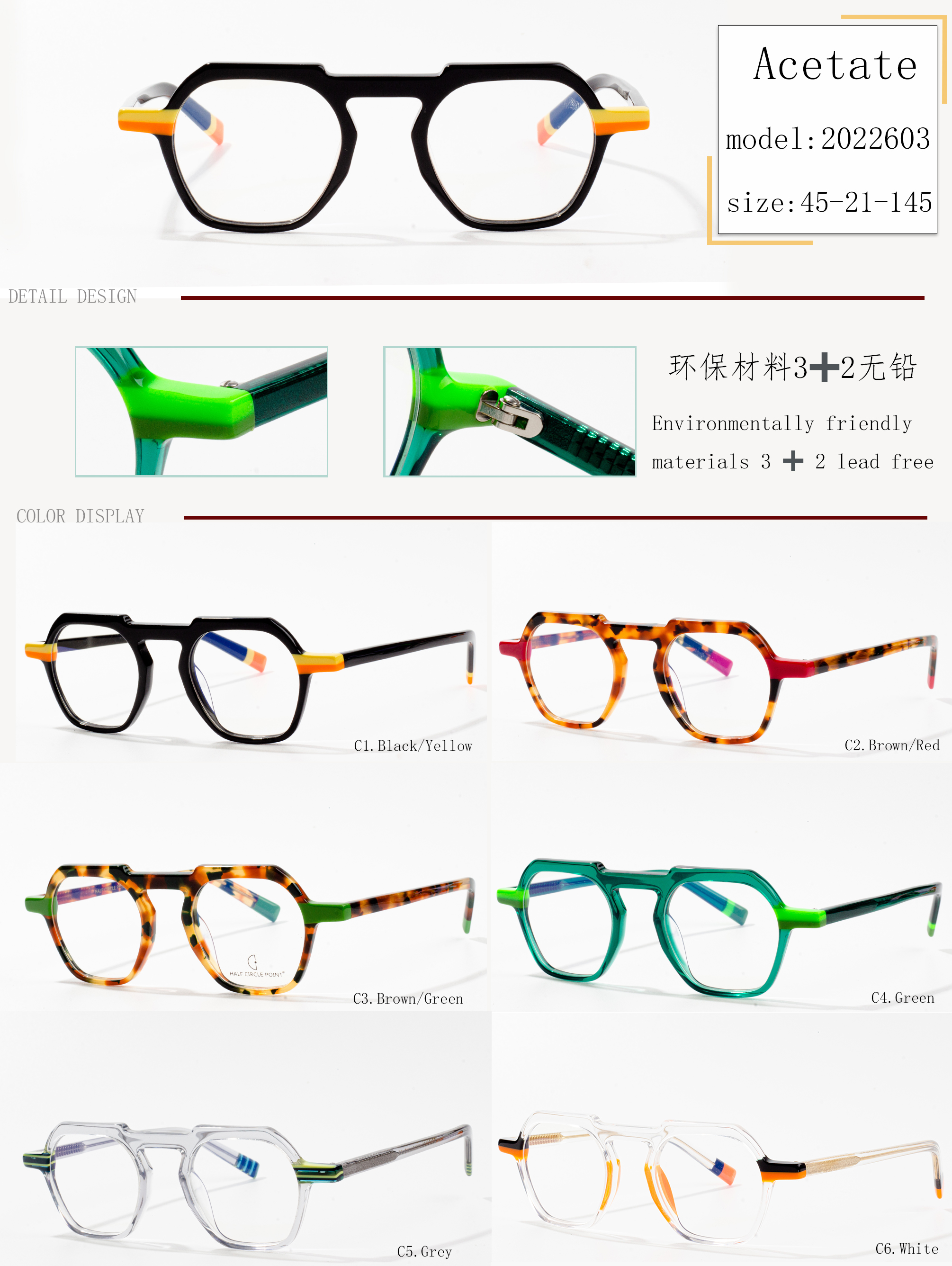 glasögonbågar i klar acetat